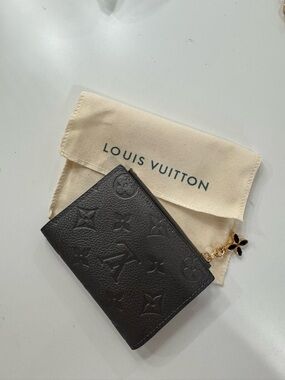 Louis Vuitton Dark Gray Monogram Embossed Card Holder Wallet - Like New